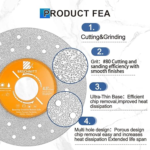 Rock Slab Grinding Disc - 4.5 inch Glass Cutter Disc (4pcs), Granite Cutting Disc, Diamond Grinder Wheel for Rock Slab, Stone, Tile, Marble, Granite, Glass Diamond Cutting Discs