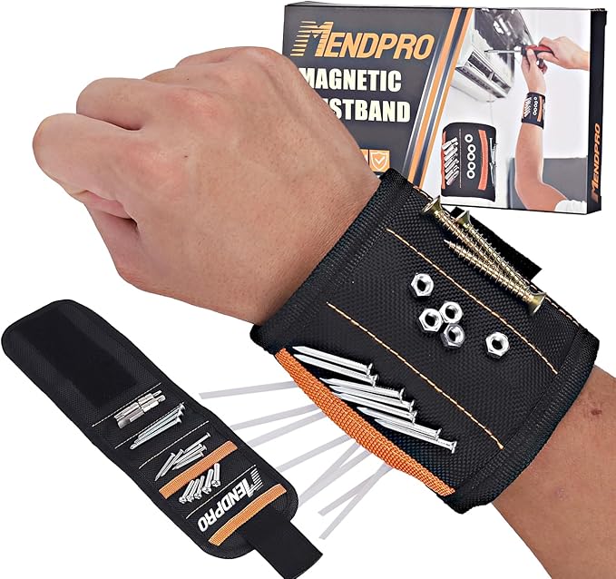 Magnetic Wristband for Tools, Screws, Nails and Drill Bits, Magnetic Wrist Band Made from 15 Strong Magnets, Wrist Magnetic Screw Holder, Tool Gifts for Men, Dad, Husband, Grandpa, Handyman