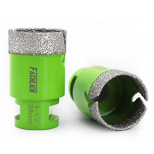 Diamond Core Drill Bit,2pcs Diameter 1-1/2 inch 38mm Thread 5/8-11,Vacuum Brazed Dry Wet Hole Saw for Porcelain Tile,Granite,Marble,Concrete,Masonry,Brick