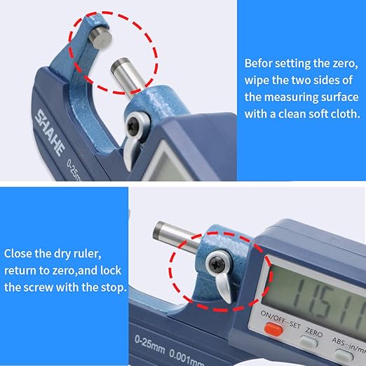 SHAHE Digital Micrometer 0-25mm / 0-1" Metric & Inch, 0.00005" Resolution, 0.0001" Accuracy