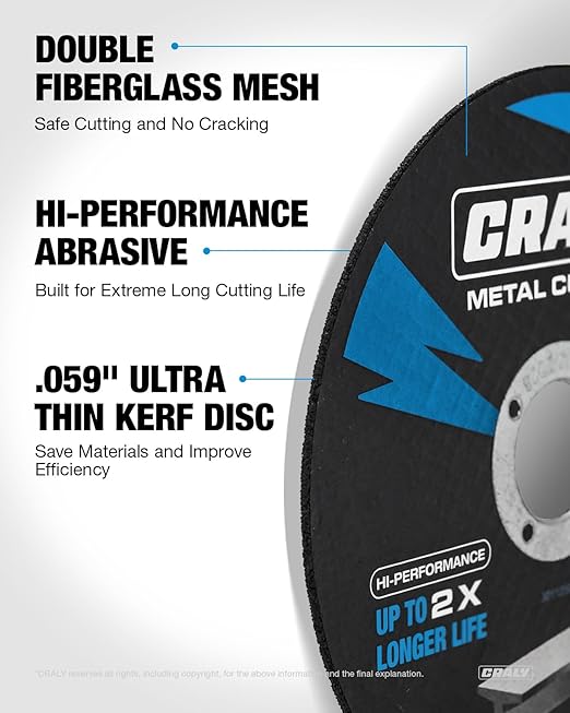 CRALY 6 Inch Cut-Off Wheels for Cutting Metal & Stainless Steel, Professional Grade Ultra Thin Metal Cutting Disc for Angle Grinder & Die Grinder, 7/8 in Arbor, 25-Pack(30115001-25)