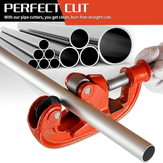 Pipe Cutter Tool 1/8-2", Heavy-duty Tubing Cutter Speed Cutting Up to Galvanized Pipe, Copper, and Iron Pipe,Professional Metal Pipe Cutter Tool With 2 additional blades