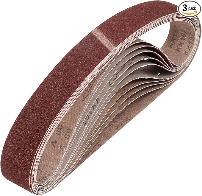 HARFINGTON 2 x 48 Inch Sanding Belts, 3 Pcs 80 Grits Aluminum Oxide Abrasive Belt Sander File Belt for Woodworking, Metal Polishing, Knife Sharpener