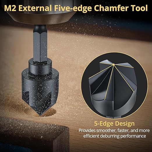 AMTOVL 4PCS Deburring External Chamfer Tool & Countersink Drill Bit Set - YG8 Tungsten Carbide & M2 HSS, Quick Release Chamfering Tool for 1/8"-1-3/8" Bolts, Thread Repair & Metal Edge Deburring