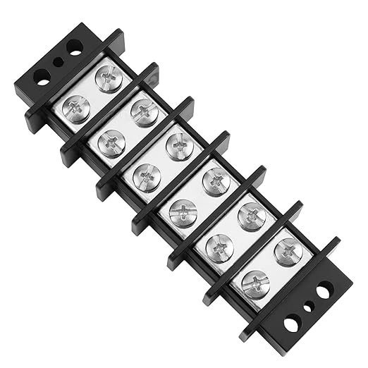 GLOSO TBE Double Row Stainless Terminal Blocks, Marine Grade, 4-14 AWG Cu, 75A/600V - 1 Pack, 6 Poles