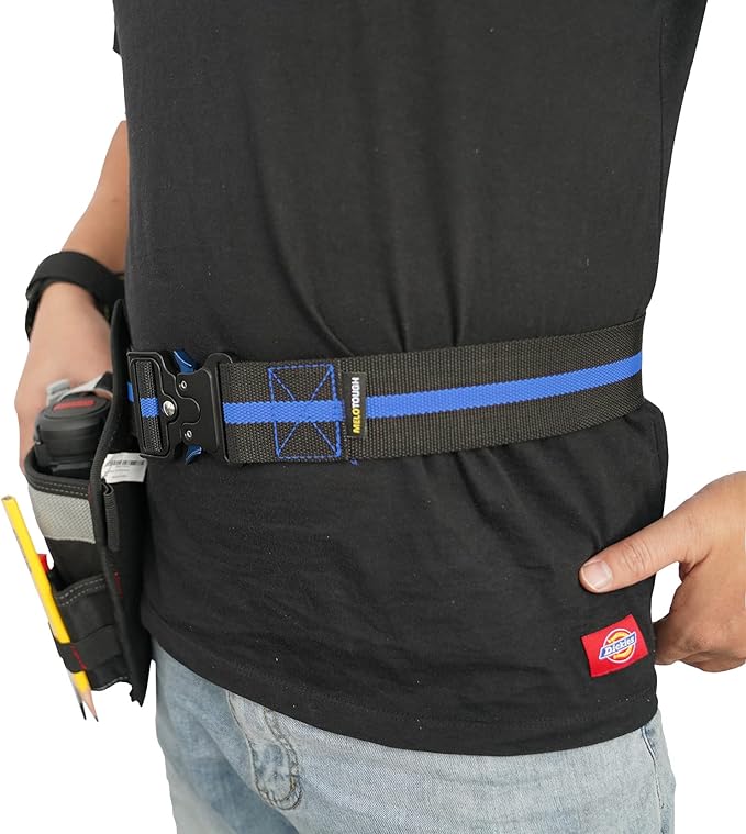 MELOTOUGH 2" Nylon Web Work Tool Belt for Men with Heavy Duty Quick Release Rugged Metal Buckle outdoor men's belt Tool Belts （Blue）