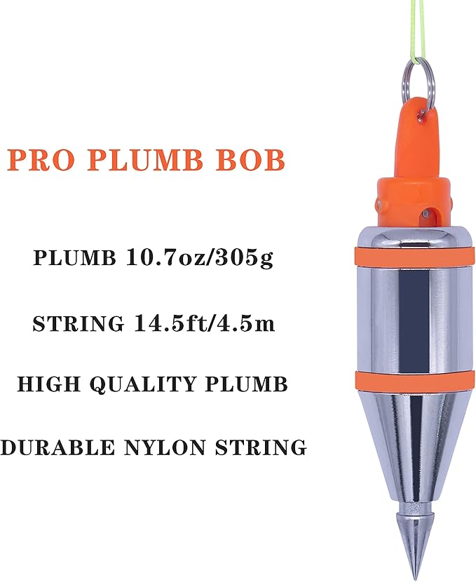 2 PCS Plumb Bob Magnetic - 10.7 oz(305g) Plumb Rite With 14.5 ft(4.5m) String,Sharpener,2 Pencils,Line Reel Used in Construction Can Automatically Stretch the Line and Quickly Stabilize the Plumb Bobs
