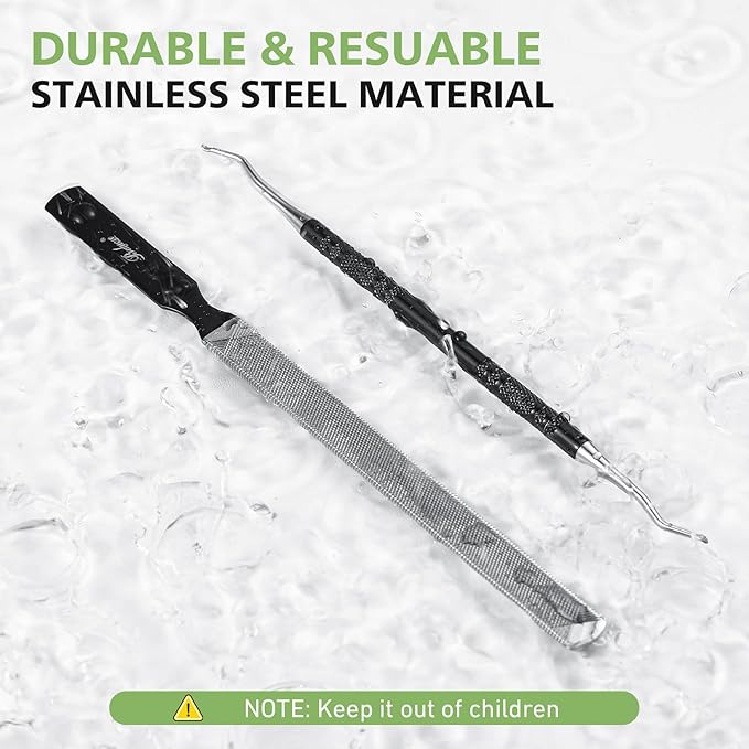 BALUCA Toenail File for Thick Nails & Ingrown Relief | Heavy Duty Metal Emery Board with Toenail Lifter for Seniors, Coarse Grit & Durable Stainless Steel Design (Black, 1.0, Count, 180/240 Grit)