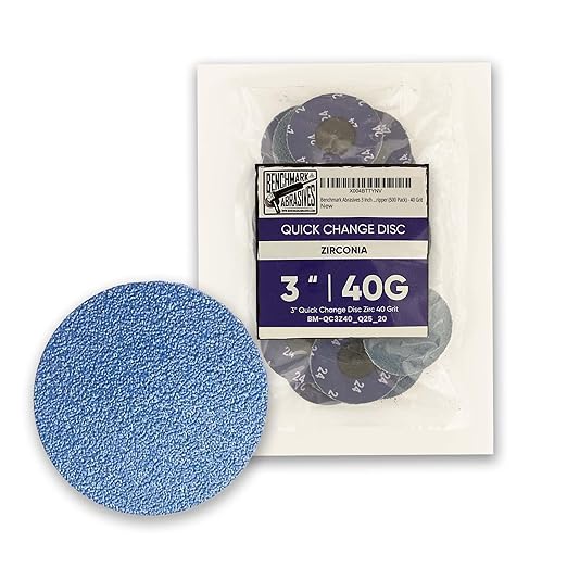 Benchmark Abrasives 3 Inch Sanding Discs Quick Change Zirconia Sanding Discs, Drill & Die Grinder Sanding Disc - Deburring Polishing Rust Remover for Metal Paint Stripper (500 Pack), 40 Grit