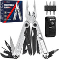 BIBURY Multitool Pliers BI2048B, Stainless Steel Multi Tool with Upgraded Rope Cutter and Screwdrive, Foldable Self-locking Multitools with Nylon Pouch, Ideal for Camping, Hiking, Survival, Repair