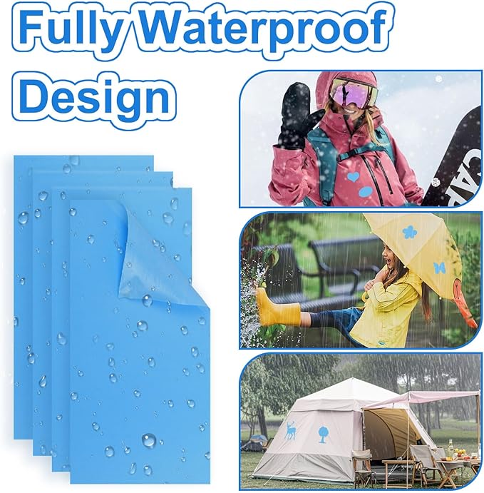 8PCS 7.8x3.9 inch Nylon Repair Patch Self-Adhesive Fabric Patch Down Jacket Repair Patches for Puffer Jackets Tenacious Tape Polyester Waterproof Lightweight Tent Repair Patch Kits for Clothes Bag
