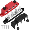 400A Bus Bar 12V Power Distribution Block with 5/16" Studs,Marine Battery Bus Bar Terminal Block Positive & Negative for Automotive Car Boat Solar System (400A 4 x 3/8"(M10) Studs)