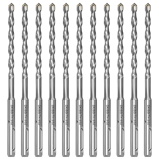 10-Piece 5/32" SDS Plus Drill Bits Rotary Hammer Drill Bit Set, Carbide Tipped for Drilling Concrete Cement Porcelain Tiles Ceramic Pots Stone Brick, Diameter 4mm, 160mm Long, SDS Plus Shank.