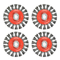 4 Pieces - 4 Inch Twist Knotted Wire Wheel Brush for Grinders and Angle Grinder - 5/8 Inch-11 Threaded Arbor - 0.020 Inch Carbon Steel Wire - Heavy-Duty Conditioning for Metal - 4" x 5/8-Inch | 11 UNC