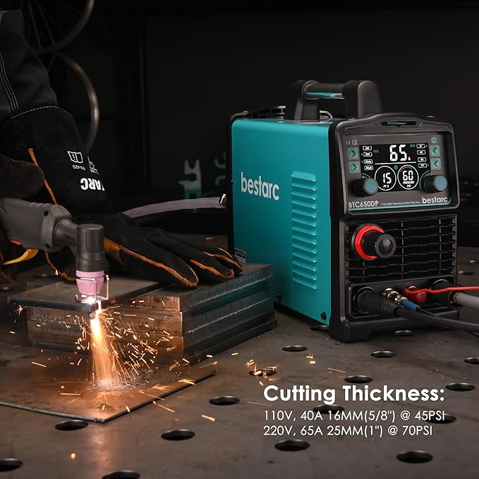 Plasma Cutter, [Pilot Arc] [Large LED Display] [Air Sensor] 65A bestarc Plasma Cutter Machine 110/220V Dual Voltage, 5/8 Inch Clean Cut 1 Inch Max Cut, Post Flow 2T/4T for Beginners DIY
