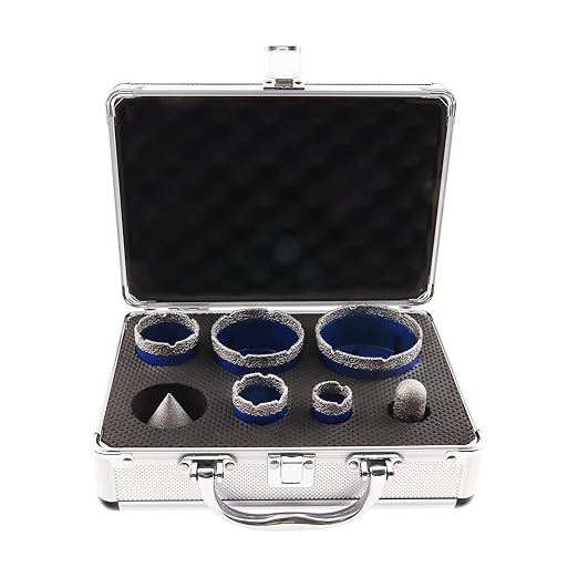 Diamond Drill bits kit for Porcelain Porcelain Tile Ceramic Marble Brick Concrete Vacuum Brazed Hole Saw (25/35/45/65/75mm+20mm Finger Bits+50mm Beveling Chamfer Bit)