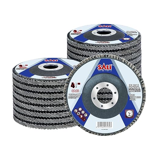 Sali 20 Pack Flap Disc 40 Grit 4.5" x 7/8-Inch Sanding Disc Bevel Type #29 Premium and Industrial Grade Angle Grinder Grinding Wheel High Performance Edge Grinding