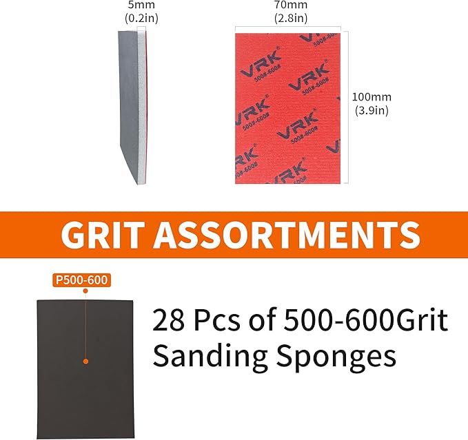 28 Pcs 500-600 Grit Sanding Sponge,Ultra Fine Sandpaper,Soft Foam Hand Sander Block Wet Dry Sanding Pads for Automobile Wood Furniture Metal Drywall Polishing