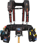 Heavy Duty Tool Belt with Padded Suspenders – Adjustable Construction Tool Rig with Multi-Pouch System – Framing & Electrician Waist Belt for Men（Adjustable one sizeZ)