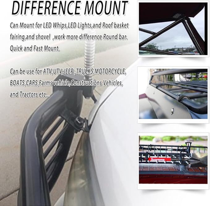 1.25 inch Light Bar Clamps Mounting Bracket,1-1/4 Tube Clamp Roof Roll Cage Holder for Work HID LED Light Bar (Pack of 2)