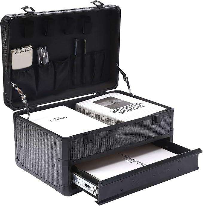 Tool Box Hard Case Tool Organizer Storage Cabinet Carry Case,Toolbox with Drawers, Black