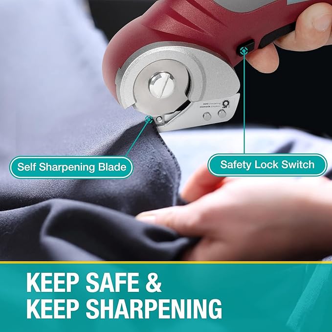 VLOXO Cardboard Cutter, Cordless Electric Scissors with Safety Lock, 4.2V Electric Box Cutter Multi-Cutting Tools, Rechargeable Powerful Scissors for Carpet Leather Felt with Storage Box