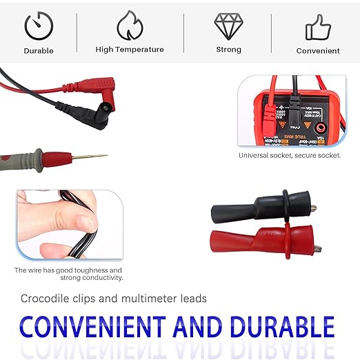 Digital Multimeter Test Leads, 2PCS Crocodile Clips, Professional Probe Kit with Banana Plugs