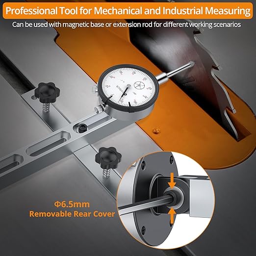 Neoteck 1"/0.001" Dial Indicator,Dial Indicator Gauge Full Metal Construction High Precision Tool for Lathe,Table Saw,Workshop and CNC Machining and Automotive Brake Caliper