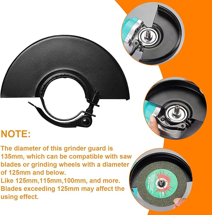 5.3" 135mm Grinder Guard for 5" 4-1/2 4"Compatible Dewalt Milwaukee Bosch Makita Ryobi Metabo Angle Grinders, for 125mm 115mm Angle Grinder Wheel Replacement Parts Angle Grinder Safety Guard