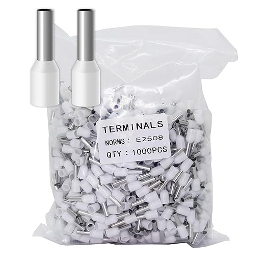 Fidioto AWG14 Wire Ferrules Terminals Kit, 1000pcs AWG14 Wire Insulated Cord Pin Ends Terminals for Electric, Industrial, Chemical Industry, Power Control System, etc. (White-1000PCS-14AWG)