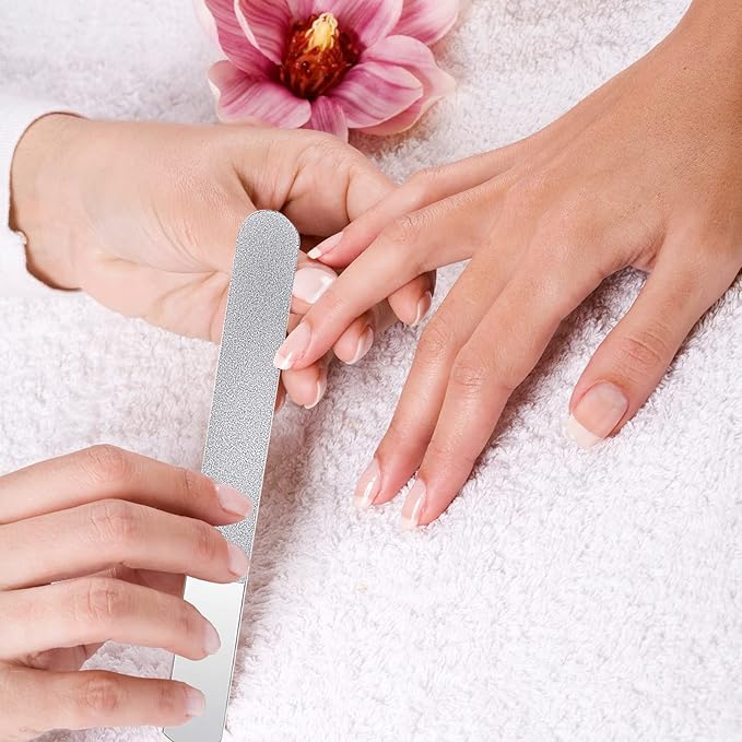 5 PCS Diamond Nail File Double Sided Metal Fingernail Manicure Files for Polish Nail, Removes Nail Ridges 7 Inches