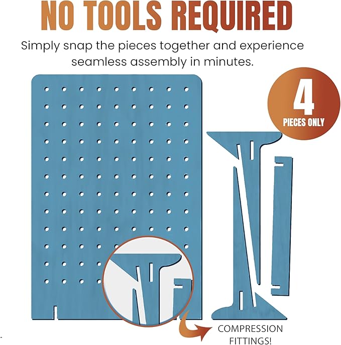 Torched Pegboard Display Stand for Jewelry, Craft Shows, Selling, Vendor Events, Tools, Peg Board Accessories Rack Organizer, Large 9.75" L x 4.3" W x 14" H, Blue