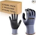 Tarantula Safety Work Gloves MicroFoam Nitrile Coated 24 Pairs,Endurance Seamless Knit Nylon,Dots on Palm,Dot Grip Gloves,X-Lagre
