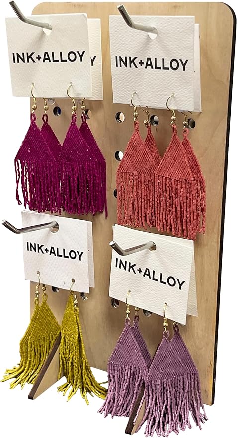 Torched Pegboard Display Stand for Jewelry, Craft Shows, Selling, Vendor Events, Tools, Peg Board Accessories Rack Organizer, Small 5.88" L x 4.3" W x 9.88" H, Natural