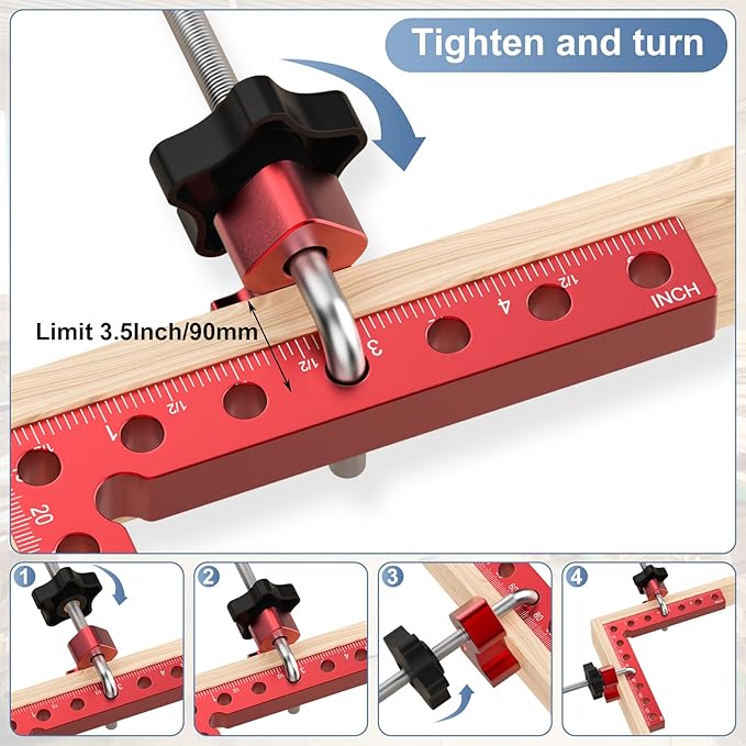 Corner Clamp for Woodworking, 90 Degree Corner Clamp, Aluminum Alloy 4 Pack 5.5"x 5.5" Positioning Squares Right Angle for Woodworking Tools, for Picture Frame, Box, Cabinets, Drawers