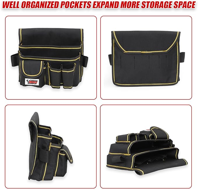 Tool Belt,600D Water-draining Oxford Cloth Tool Belts for Men,Electrician Tool Belt Widely Applied to Repairmen,Electrician,Carpenter,Construction (12 pockets)