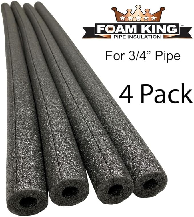 Foam King Brand Insulating Foam Pipe Covers. 3/4 inch by 3 feet, Pack of 4