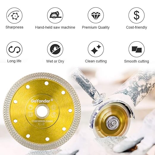 GoYonder 2 Pack 4.5"D115mm Super Thin Diamond Ceramic Saw Blade Porcelain Cutting Blade for Cutting Ceramic Or Porcelain Tile