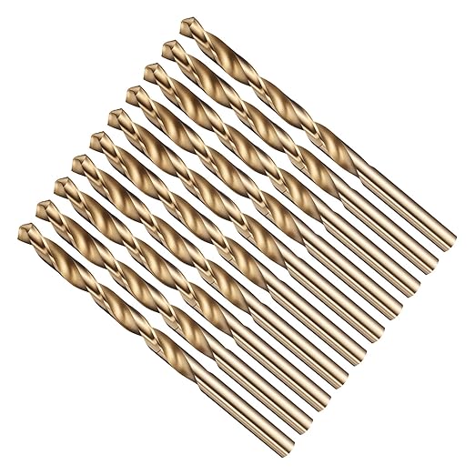 Drill Bit, 1/4" Cutting Diameter (6.35mm), 4241 HSS Gold 118° Cutting Angle Versatile Jobber Bits - (Applications: for Drilling Plastic Wood Soft Thin Metal), 10-Pieces