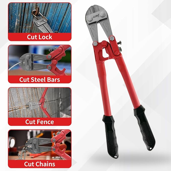 Bolt Cutter 14 inch, Bolt Cutter with Comfort Handle Grip, Heavy Duty Bolt Cutter for Fences, Steel Wire, Chains, Screws, Locks, and Rivet