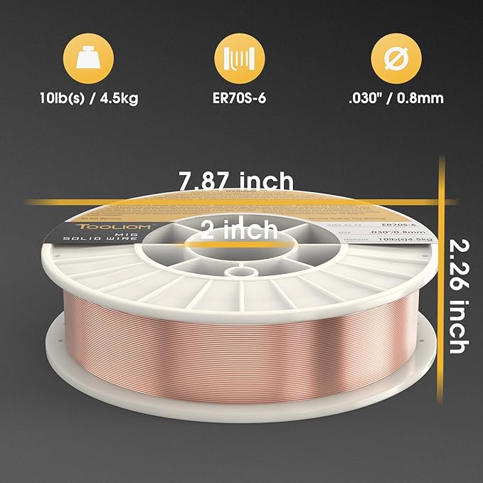 TOOLIOM ER70S-6 .030"(0.8 mm) Mild Steel MIG Solid Welding Wire on 10-Pound Spool Compatible with TL-200M TL-250M Pro 2PCS