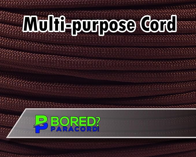 BORED? PARACORD! 550 lb Paracord - Ideal for Crafting, Camping, DIY Projects, Active & Military Outdoors - Strong Survival Rope - Tactical Parachute Cord Type III - Chocolate Brown 1000 Feet