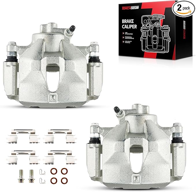 Torchbeam 2PCS Front Driver and Passenger Side Brake Caliper for Toyota 2004-2010 Sienna, 2005-2007 Avalon, 2004-2008 Solara, 2005-2006 Camry Disc Brake Caliper Assembly with Bracket #19B2715+19B2714
