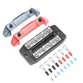 Recoil DBBS43 Dual Row Busbar Positive and Negative 4 x M5 Studs 3 x #8 Screw Terminals Power and Ground Distribution Block with Ring Terminals Bus Bar