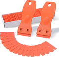 FOSHIO 2PCS Orange Plastic Razor Blade Scraper Tool and 100PCS Orange Plastic Blades for Gasket Remover, Sticker Remover, Labels Decal and Adhesive Remover for Windows and Glass