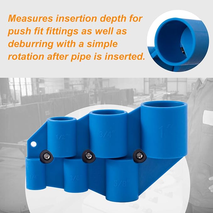SUNGATOR Deburring Pipe and Depth Gauge Tool with Disconnect Clip Kit, Chamfering Removal Tool for 1/2", 3/4" and 1" PEX, Copper, CPVC Pipe