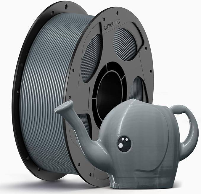 ANYCUBIC PETG Filament 1.75mm, 3D Printer Filament, Dimensional Accuracy +/- 0.02mm, Exceptional Toughness, Print with Most FDM 3D Printers, 1KG Reusable Spool, Texture Silver