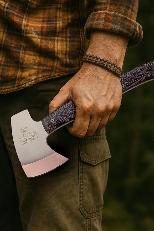 Joker Nature HM01 Hunting Axe – 80CrV2 Steel Blade (4.7 in), Micarta Canvas Handle – Tool for Fishing, Hunting, Camping & Hiking