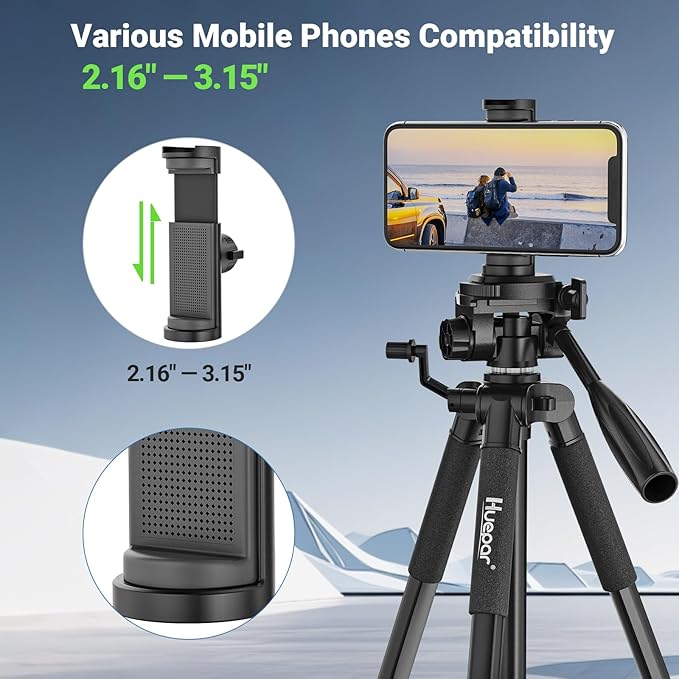 Huepar Tripod 50-inch Extendable Height Tripod Use with Laser Level, Point Lasers, Lazer Distance Measures, 1/4" and 5/8" Thread Mount for for Varieties Tools, Outdoor and Indoor T13A