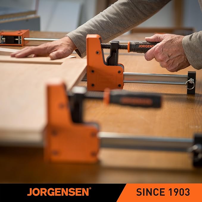 JORGENSEN 24-inch Bar Clamps, 90°Cabinet Master Parallel Jaw Bar Clamp Set, 2-pack